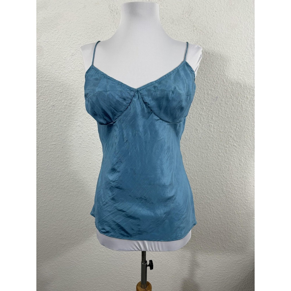Tracy Reese Shirt Womens 6 Blue Silk Camisole Tank Top Sleeveless V Neck
